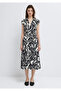 Lace-Up Printed Black Dress 1310871-91528 - 4