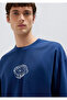 Printed Navy Blue T-Shirt Oversize / Wide Cut 0613653-70491 - 3