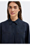 Navy Blue Crop Shirt Loose Fit / Relaxed Comfortable Cut 1211458-91598 - 7