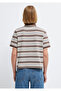Striped Polo Collar Beige T-Shirt Regular Fit / Normal Cut 1614119-91723 - 6