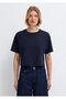 Navy Blue Basic Crop T-Shirt / Short Cut 1613910-86623 - 3