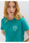Cat Printed Green T-Shirt Semi Slim Fit 1613873-71914 - 2
