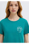 Cat Printed Green T-Shirt Semi Slim Fit 1613873-71914 - 6