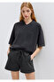 Logo Printed Anthracite T-Shirt Loose Fit / Comfortable Loose Cut 1613880-70087 - 3