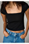 Square Neck Black T-Shirt Fitted / Bodycon Cut 1614388-900 - 2