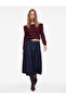 Normal Waist Pocketed Comfortable Cut Drawstring Flounce Denim Long Skirt