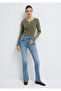 Half Button Long Sleeve Khaki T-Shirt Slim Fit / Slim Fit 1613750-80769 - 3
