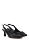 Women's Black Pointed Toe Goblet Heel Bow Open Back Shoes - 4