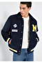 M Embroidery Detailed Navy Blue Jacket Loose Fit / Comfortable Cut 0110765-70490 - 3