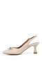 Women's Cream Pointed Toe Goblet Heel Bow Open Back Shoes - 5