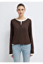 Wool Blended Double-Layered Brown Long Sleeve T-Shirt Semi Slim Fit / Semi-Fitted 1613400-88067 - 4