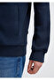 Hooded Zippered Navy Blue Basic Sweatshirt 0S10423-70490 - 8