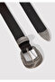 Black Faux Leather Belt 1913652-900 - 3