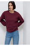 Crew Neck Claret Red Basic Sweatshirt 1610198-70415 - 2
