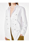Cotton Long Sleeve Oversize Poplin Shirt with Accessory and Ornamental Buttons - 3