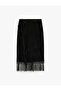 Normal Waist Tasseled Knitted Detailed Viscose Satin Midi Double Breasted Skirt - 4