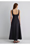 Square Neck Black Long Dress 1310479-900 - 4