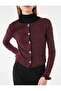 Slim Fit Crew Neck Ruffle Long Sleeve Jewel Button Sparkle Cardigan - 5