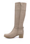 Women's Beige Zippered Thick Heeled Genuine Leather Boots - 4