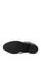 Women's Black Zippered Thick Heeled Genuine Leather Boots - 6