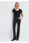 Black V-Neck Flared Slim Fit T-Shirt -168260-900 - 2