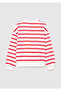 Logo Printed Red Striped Sweatshirt 7s10038-82054 - 4