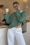 Green Crew Neck Striped Long Sleeve T-Shirt Mg2362