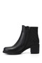Women's Black Zippered Thick Heeled Genuine Leather Boots - 5