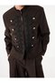 Long Sleeve Ornamental Buttoned Mandarin Collar Napoleon Jacket - 4