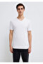White V-Neck Rib Detailed Fitted T-Shirt -063748-620 - 3