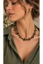 Natural Stone Necklace and Earring Set (Indian Agate Stone)