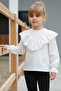 Girl's Ecru V Ruffled Long Sleeve Blouse Shirt Body - 2