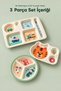 3-Piece Melamine Children's Plate - Extra Durable Bpa-Free Nutrition Set - Unbreakable Children's Nutrition Plate - 2
