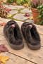 Women's Genuine Leather Faux Fur Brown Winter Slippers - Non-Slip and Lightweight Sole - 5