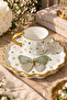 Single Mint Green Tulle Detailed Luxury Turkish Coffee Cup – Premium Design with Gold Handle and Stone Accents (90 ml Espresso Cup) - 6