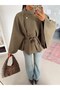 Kaşe Belted Cape Coat - Khaki - 2