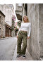 Women's Khaki Wide Leg High Waist Loose Leg Fabric Trousers Office Casual Palazzo - 3