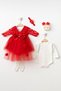 Baby Girl Wedding Dress with Train, Lace, Floral and Tulle Dress, Christening Dress, Henna Dress - 4