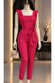 Belted Jumpsuit with Ruffled Sleeves 582019 Fuchsia - 3