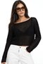 Mixray Openwork Boat Neck Crop Knitwear