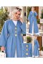 Belted Oversize Denim Kimono with Brooch Detail in Ice Blue - 4