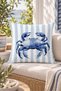 Blue Crab and Line Pattern Double-Sided Printed Suede Decorative Throw Pillow Cover 43X43 cm - 3