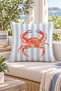 Orange Crab Patterned Striped Double-Sided Printed Suede Decorative Throw Pillow Cover 43X43 cm - 3