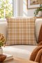 Double-Sided Printed Velvet Texture Autumn and Gingham Patterned Throw Pillow Cover