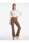 High Waist Slim Fit Flared Sports Leggings with Stitching Detail