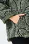 Women's Khaki Italian Furry Zippered Hooded Wide Fit Boucle Coat Size 40 - 48 - 4