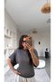 Gray Striped Bat Sleeve Knitwear Blouse - 4
