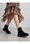 Women's ankle boots with rhinestone button detail and zipper closure