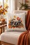 Double-Sided Printed Velvet Texture Autumn and Pumpkin Pattern Throw Pillow Cover - 2