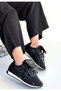 Dissa Black Lace-Up Women's Sneakers with Parachute Detail - 3